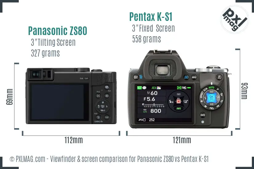 Panasonic ZS80 vs Pentax K-S1 Screen and Viewfinder comparison