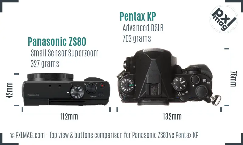 Panasonic ZS80 vs Pentax KP top view buttons comparison