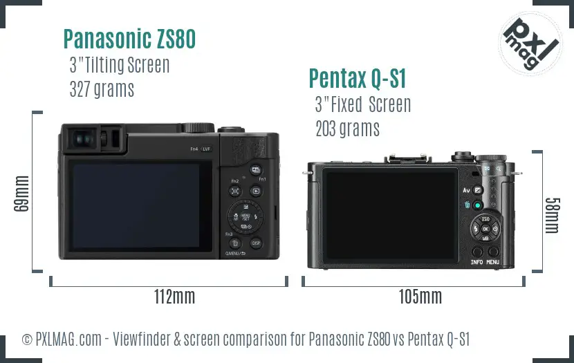Panasonic ZS80 vs Pentax Q-S1 Screen and Viewfinder comparison