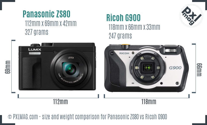 Panasonic ZS80 vs Ricoh G900 size comparison Panasonic ZS80 vs Ricoh G900 size comparison