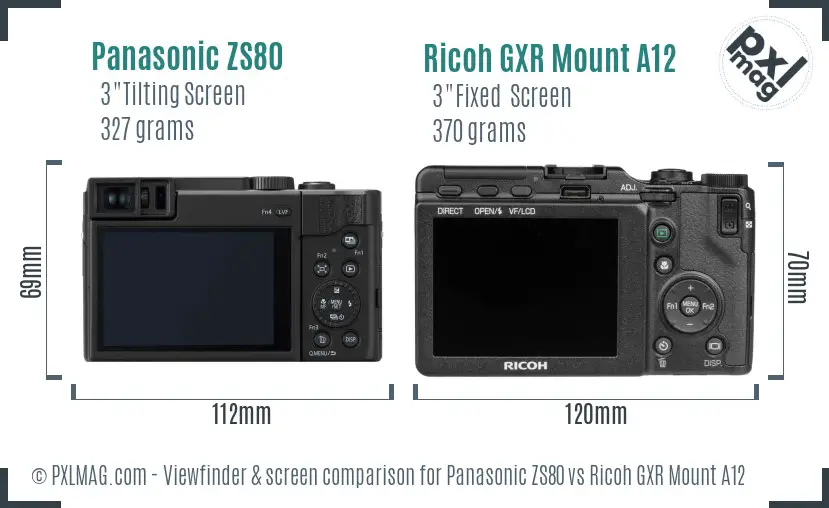 Panasonic ZS80 vs Ricoh GXR Mount A12 Screen and Viewfinder comparison