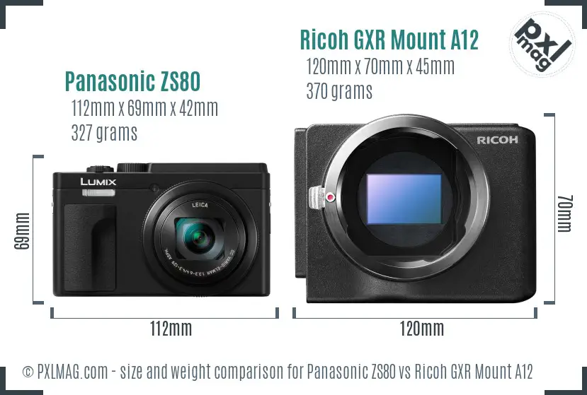 Panasonic ZS80 vs Ricoh GXR Mount A12 size comparison
