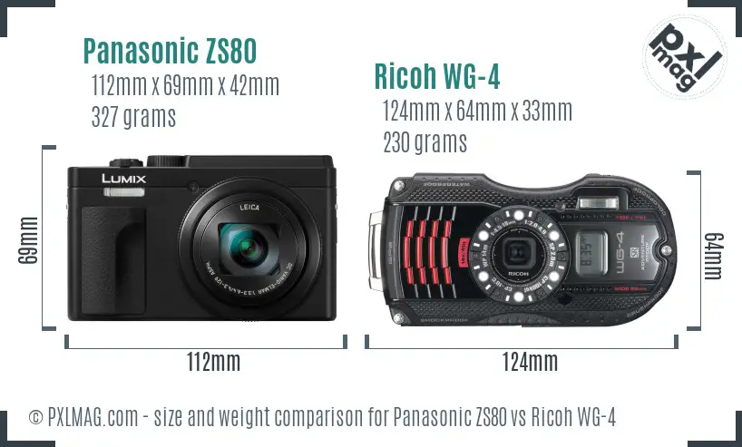 Panasonic ZS80 vs Ricoh WG-4 size comparison Panasonic ZS80 vs Ricoh WG-4 size comparison