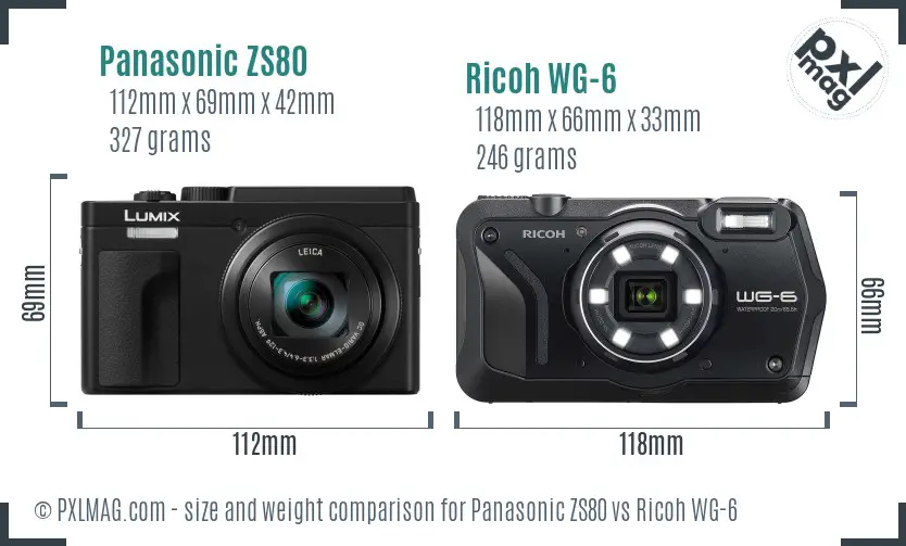 Panasonic ZS80 vs Ricoh WG-6 size comparison Panasonic ZS80 vs Ricoh WG-6 size comparison