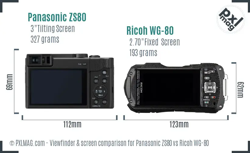 Panasonic ZS80 vs Ricoh WG-80 Screen and Viewfinder comparison