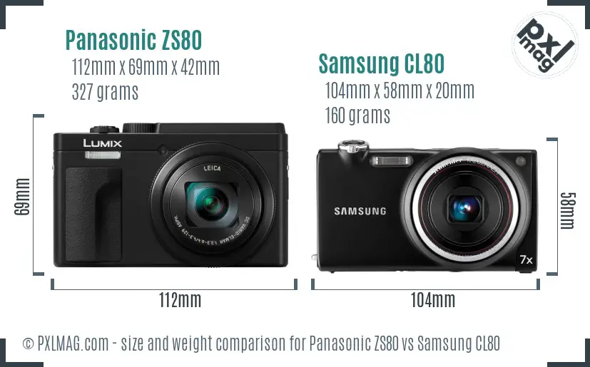 Panasonic ZS80 vs Samsung CL80 size comparison Panasonic ZS80 vs Samsung CL80 size comparison