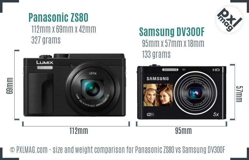 Panasonic ZS80 vs Samsung DV300F size comparison Panasonic ZS80 vs Samsung DV300F size comparison