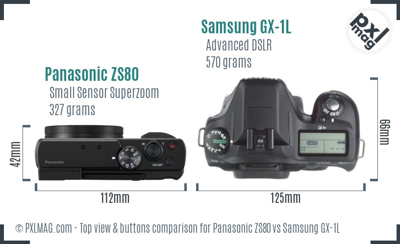 Panasonic ZS80 vs Samsung GX-1L top view buttons comparison