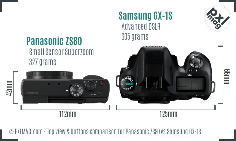 Panasonic ZS80 vs Samsung GX-1S top view buttons comparison