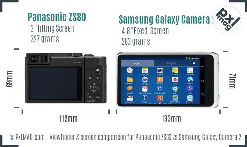 Panasonic ZS80 vs Samsung Galaxy Camera 2 Screen and Viewfinder comparison