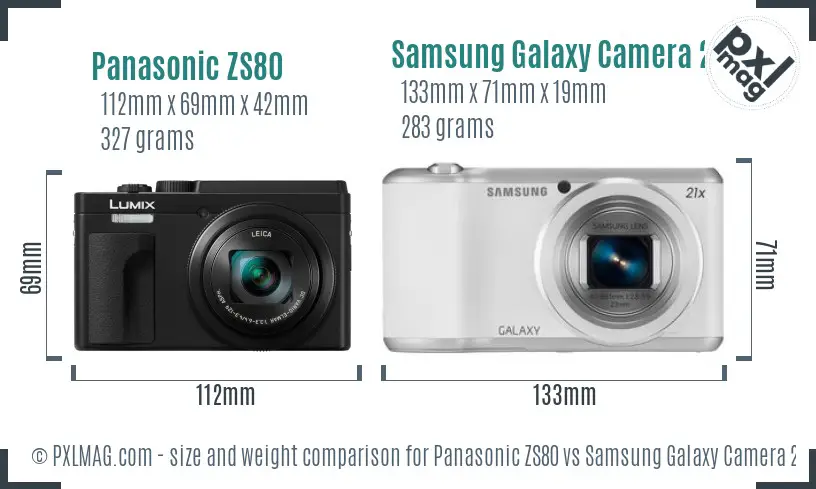 Panasonic ZS80 vs Samsung Galaxy Camera 2 size comparison