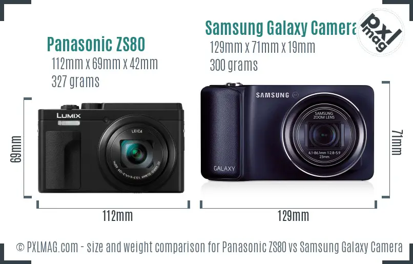 Panasonic ZS80 vs Samsung Galaxy Camera size comparison