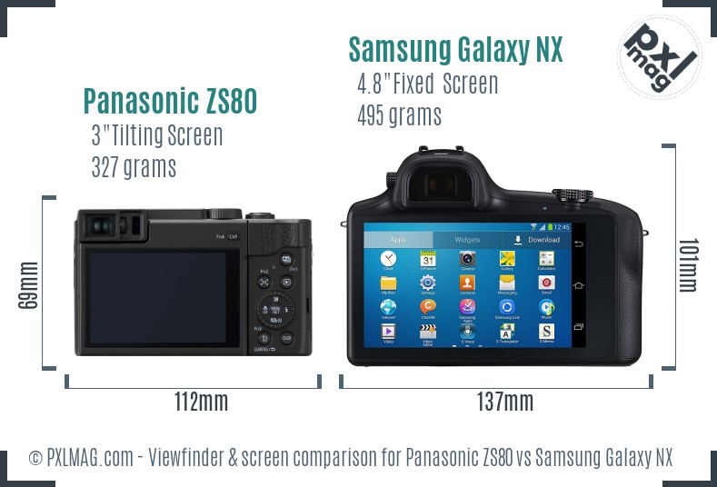 Panasonic ZS80 vs Samsung Galaxy NX Screen and Viewfinder comparison