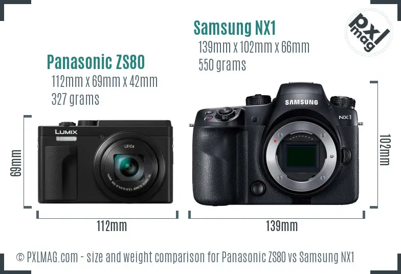 Panasonic ZS80 vs Samsung NX1 size comparison Panasonic ZS80 vs Samsung NX1 size comparison