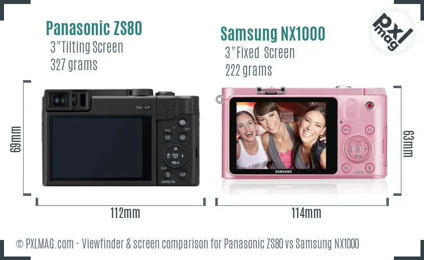 Panasonic ZS80 vs Samsung NX1000 Screen and Viewfinder comparison Panasonic ZS80 vs Samsung NX1000 Screen and Viewfinder comparison