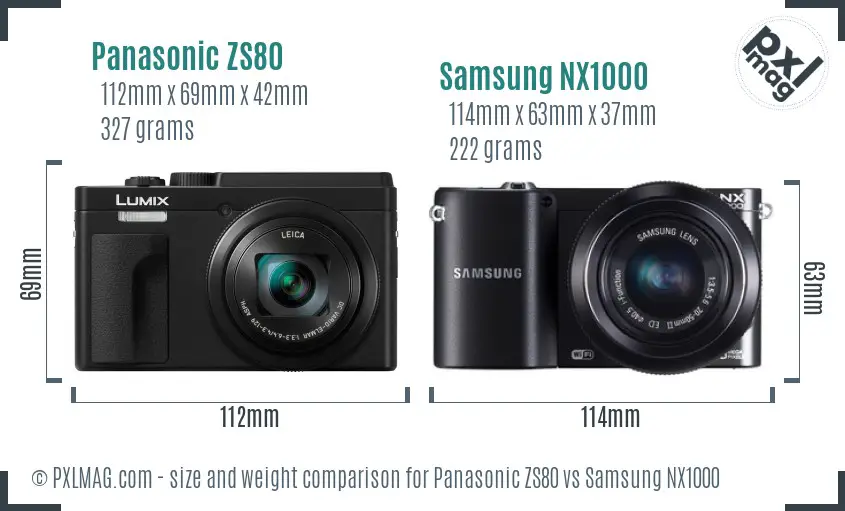 Panasonic ZS80 vs Samsung NX1000 size comparison Panasonic ZS80 vs Samsung NX1000 size comparison