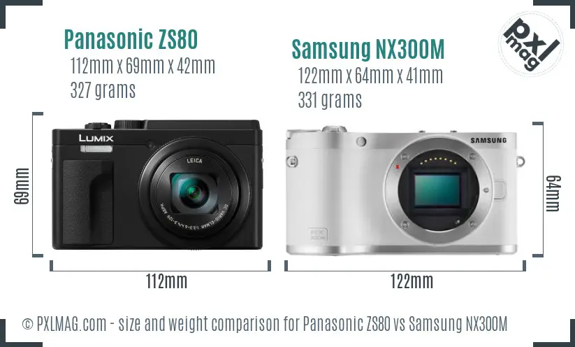 Panasonic ZS80 vs Samsung NX300M size comparison