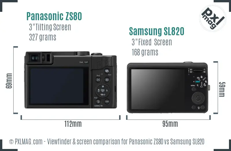 Panasonic ZS80 vs Samsung SL820 Screen and Viewfinder comparison Panasonic ZS80 vs Samsung SL820 Screen and Viewfinder comparison