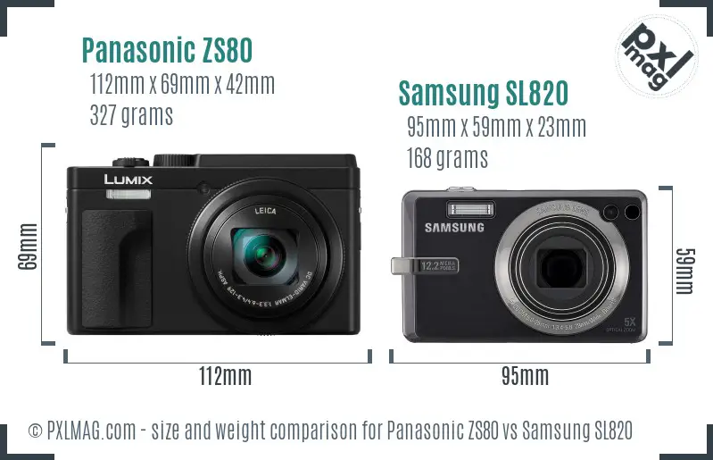 Panasonic ZS80 vs Samsung SL820 size comparison Panasonic ZS80 vs Samsung SL820 size comparison