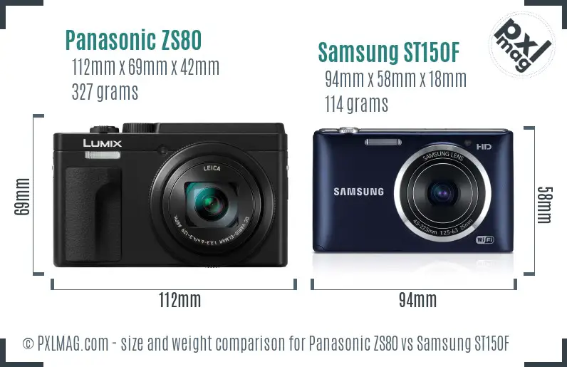 Panasonic ZS80 vs Samsung ST150F size comparison