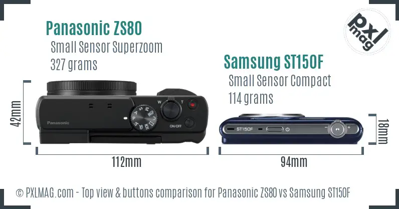 Panasonic ZS80 vs Samsung ST150F top view buttons comparison