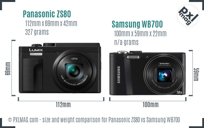 Panasonic ZS80 vs Samsung WB700 size comparison Panasonic ZS80 vs Samsung WB700 size comparison