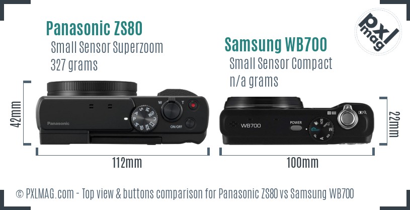 Panasonic ZS80 vs Samsung WB700 top view buttons comparison