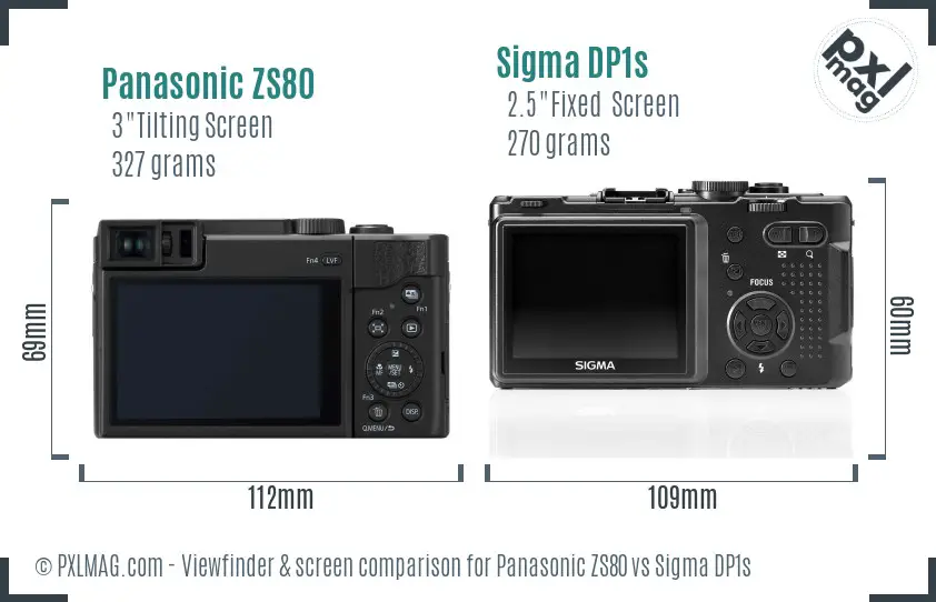 Panasonic ZS80 vs Sigma DP1s Screen and Viewfinder comparison