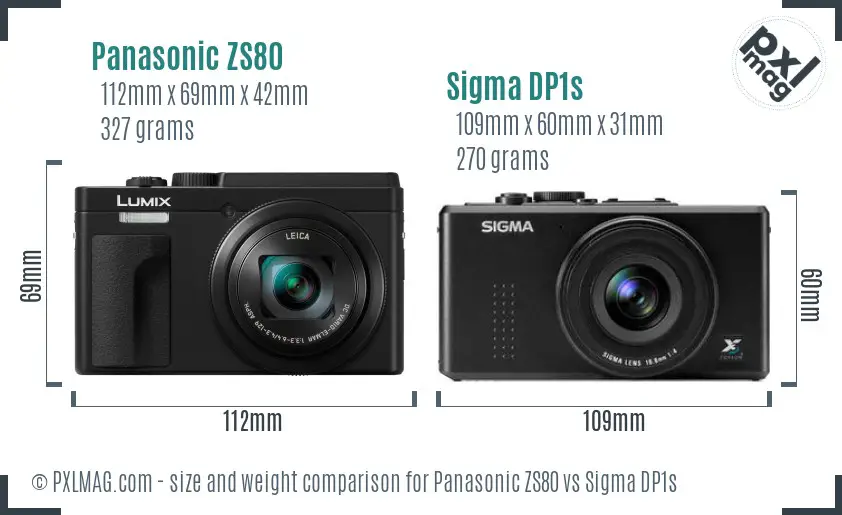 Panasonic ZS80 vs Sigma DP1s size comparison