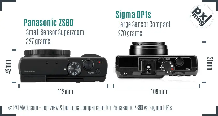 Panasonic ZS80 vs Sigma DP1s top view buttons comparison