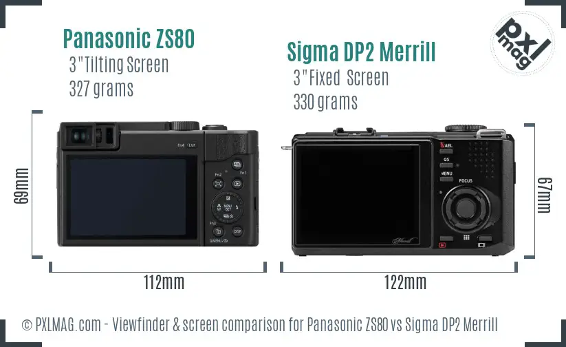 Panasonic ZS80 vs Sigma DP2 Merrill Screen and Viewfinder comparison