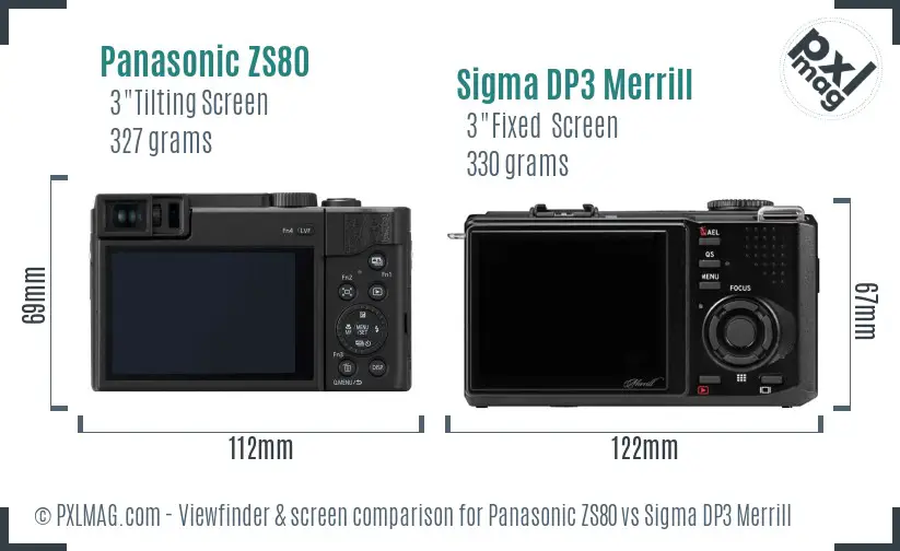 Panasonic ZS80 vs Sigma DP3 Merrill Screen and Viewfinder comparison