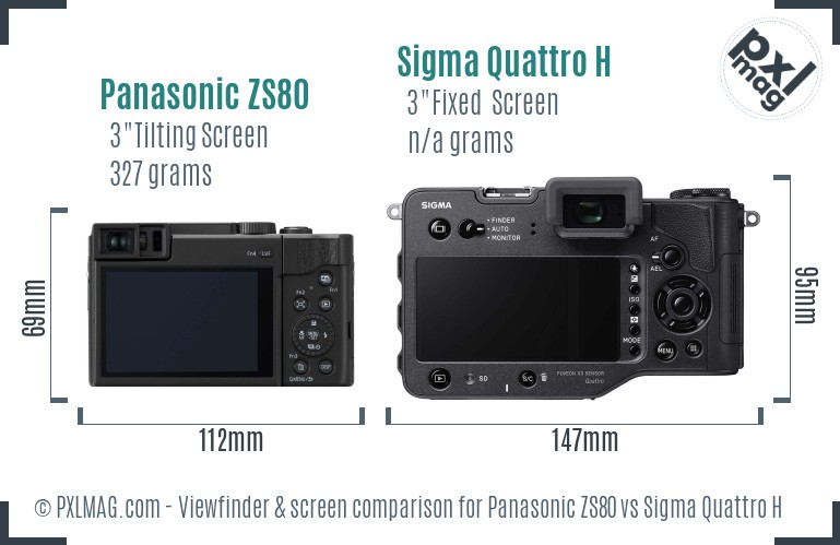 Panasonic ZS80 vs Sigma Quattro H Screen and Viewfinder comparison