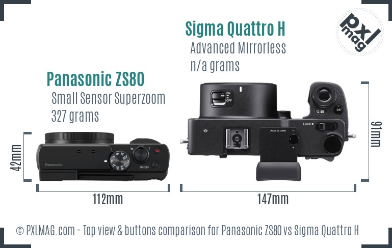 Panasonic ZS80 vs Sigma Quattro H top view buttons comparison