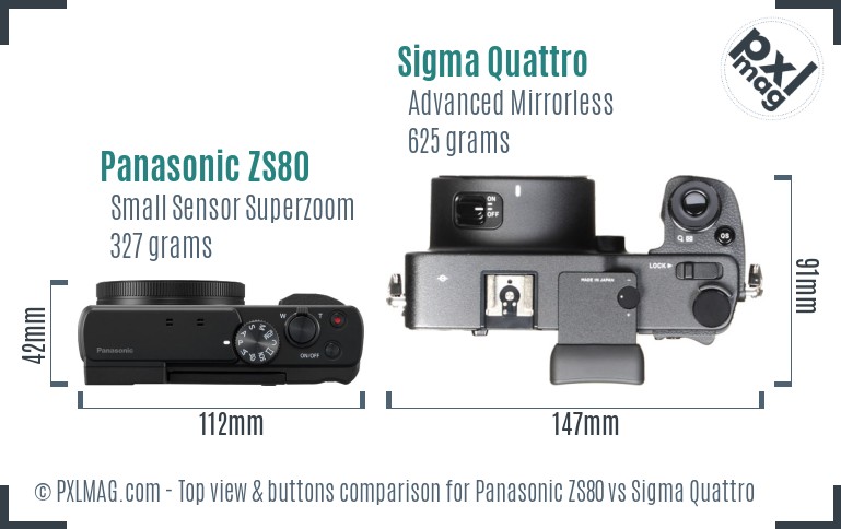 Panasonic ZS80 vs Sigma Quattro top view buttons comparison