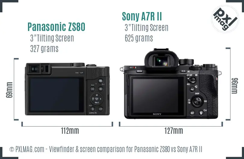 Panasonic ZS80 vs Sony A7R II Screen and Viewfinder comparison Panasonic ZS80 vs Sony A7R II Screen and Viewfinder comparison