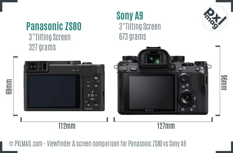 Panasonic ZS80 vs Sony A9 Screen and Viewfinder comparison