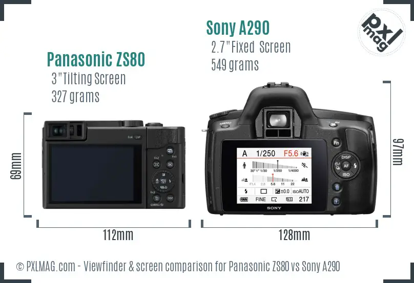 Panasonic ZS80 vs Sony A290 Screen and Viewfinder comparison
