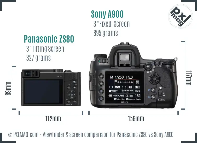 Panasonic ZS80 vs Sony A900 Screen and Viewfinder comparison