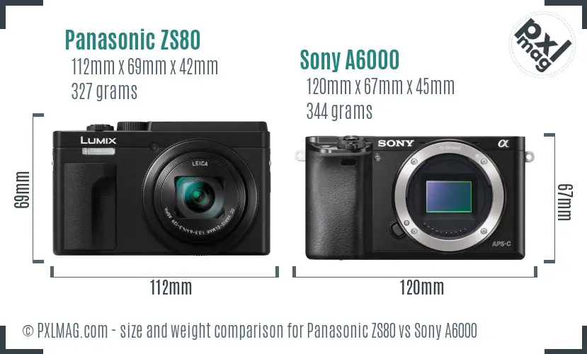 Panasonic ZS80 vs Sony A6000 size comparison Panasonic ZS80 vs Sony A6000 size comparison
