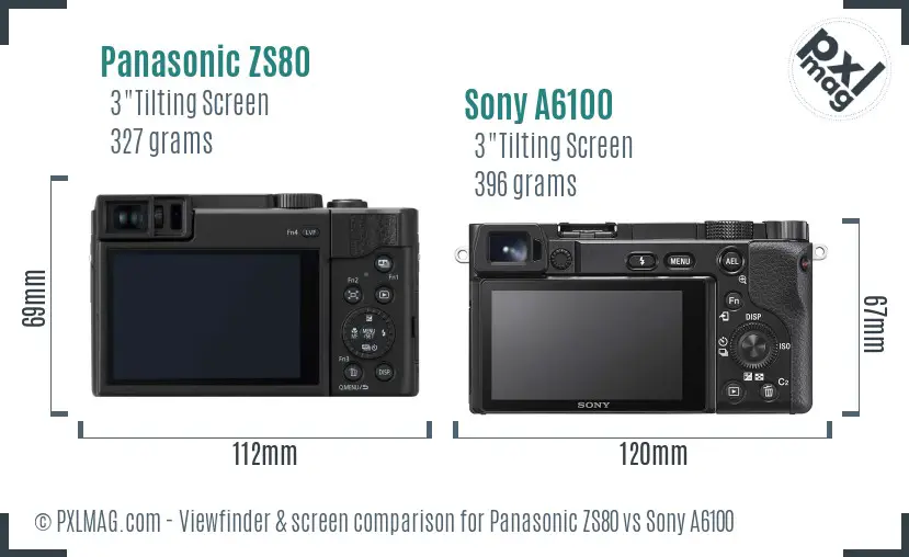 Panasonic ZS80 vs Sony A6100 Screen and Viewfinder comparison