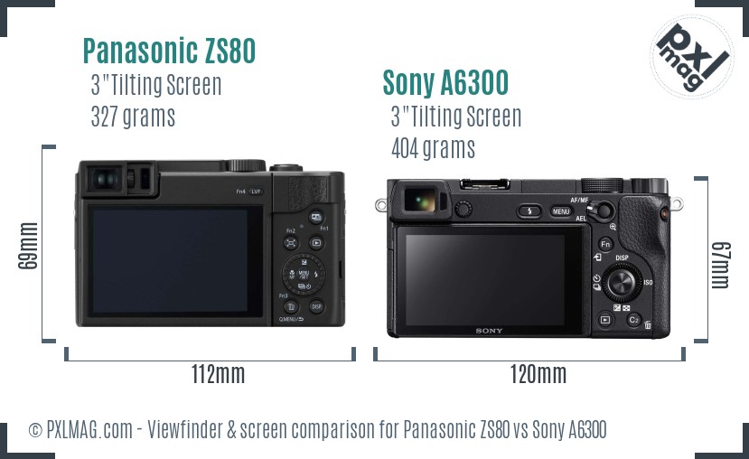 Panasonic ZS80 vs Sony A6300 Screen and Viewfinder comparison