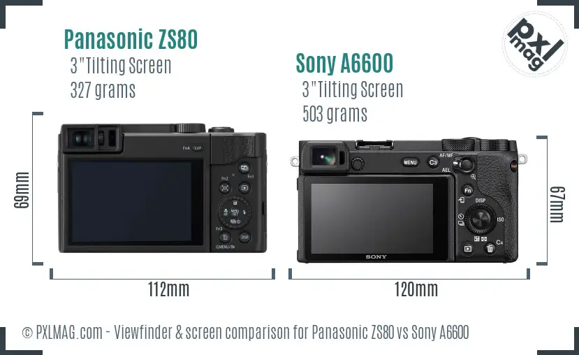 Panasonic ZS80 vs Sony A6600 Screen and Viewfinder comparison