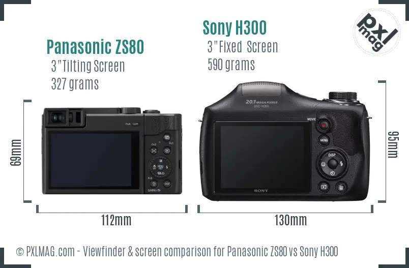 Panasonic ZS80 vs Sony H300 Screen and Viewfinder comparison