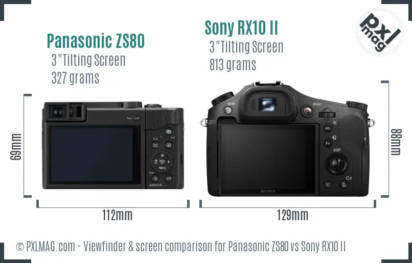 Panasonic ZS80 vs Sony RX10 II Screen and Viewfinder comparison