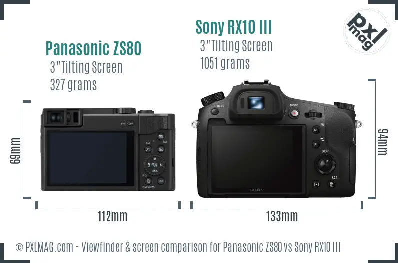 Panasonic ZS80 vs Sony RX10 III Screen and Viewfinder comparison