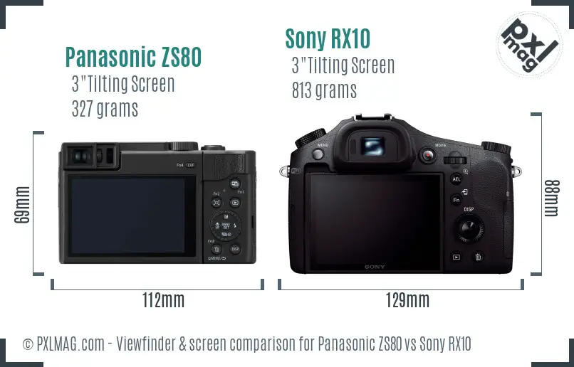 Panasonic ZS80 vs Sony RX10 Screen and Viewfinder comparison
