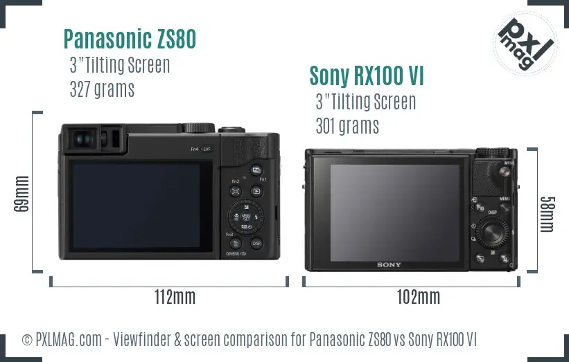 Panasonic ZS80 vs Sony RX100 VI Screen and Viewfinder comparison