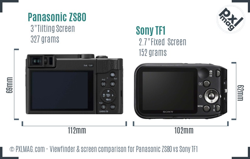 Panasonic ZS80 vs Sony TF1 Screen and Viewfinder comparison