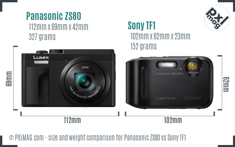 Panasonic ZS80 vs Sony TF1 size comparison